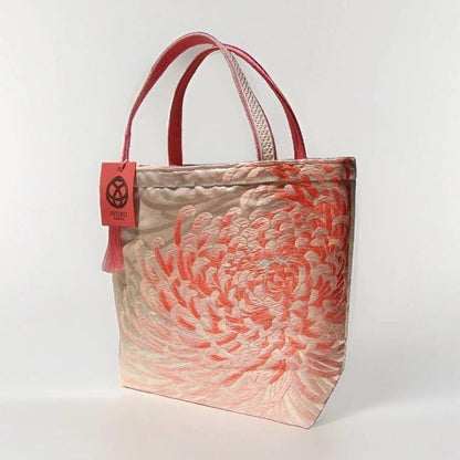Two-Sided Rangiku 乱菊 Chrysanthemum Vintage Obi Silk Tote in Soft Pink — image 4
