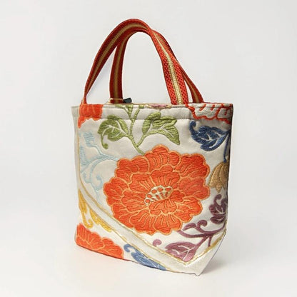 Floral & Hexagon Vintage Obi Silk Tote in Gold Silver — image 10