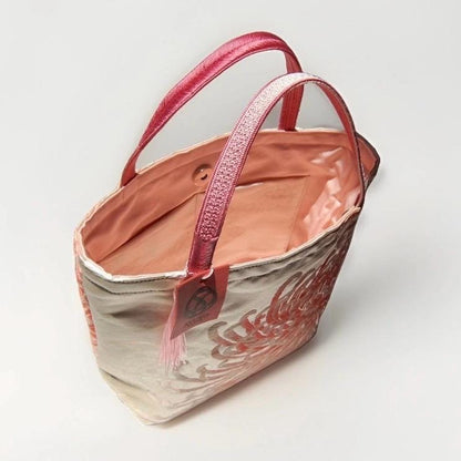 Two-Sided Rangiku 乱菊 Chrysanthemum Vintage Obi Silk Tote in Soft Pink — image 8